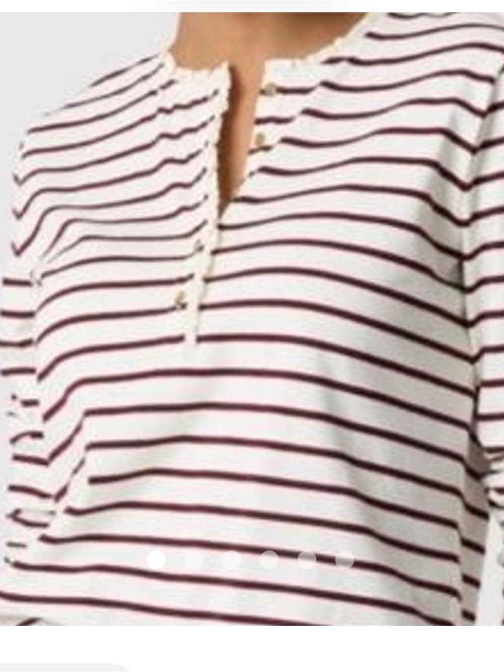 J. Crew Cream and Burgundy Striped Long Sleeve Henley
